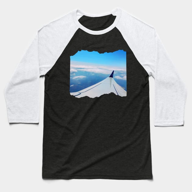 Plane window view Photography design with blue sky and ocean sea nature lovers Baseball T-Shirt by BoogieCreates